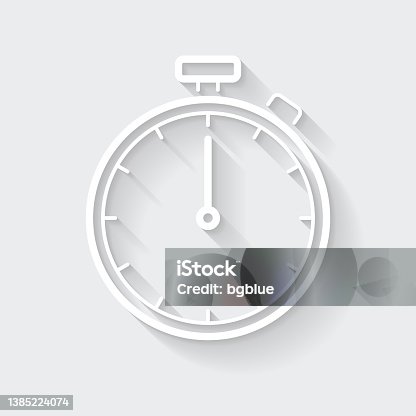 istock Stopwatch. Icon with long shadow on blank background - Flat Design 1385224074