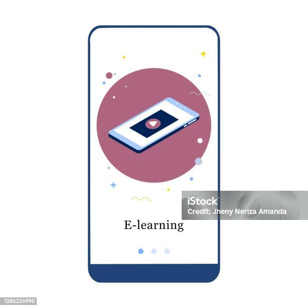 Online Education Elearning Online School Mobile App Onboarding Screen ...