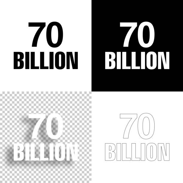 70 Billion. Icon for design. Blank, white and black backgrounds - Line icon Icon of "70 Billion" for your own design. Four icons with editable stroke included in the bundle: - One black icon on a white background. - One blank icon on a black background. - One white icon with shadow on a blank background (for easy change background or texture). - One line icon with only a thin black outline (in a line art style). The layers are named to facilitate your customization. Vector Illustration (EPS10, well layered and grouped). Easy to edit, manipulate, resize or colorize. Vector and Jpeg file of different sizes. billions quantity stock illustrations