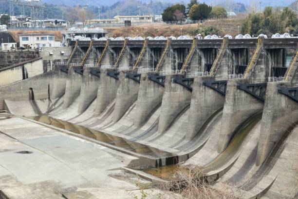 Kaneyama Dam that dams the Kiso River in Yaotsu Town, Gifu Prefecture stock photo