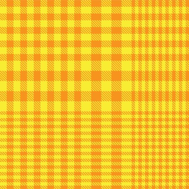 ilustraciones, imágenes clip art, dibujos animados e iconos de stock de patrón sin costuras texturizado asimétrico amarillo a cuadros - plaid checked pattern sewing