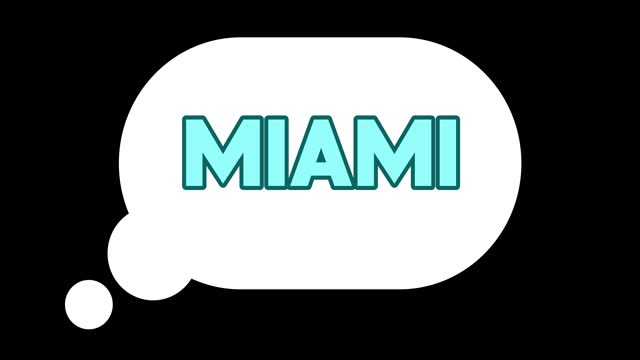 Simple element of a Thought bubble popping up with loading dots and Miami word.