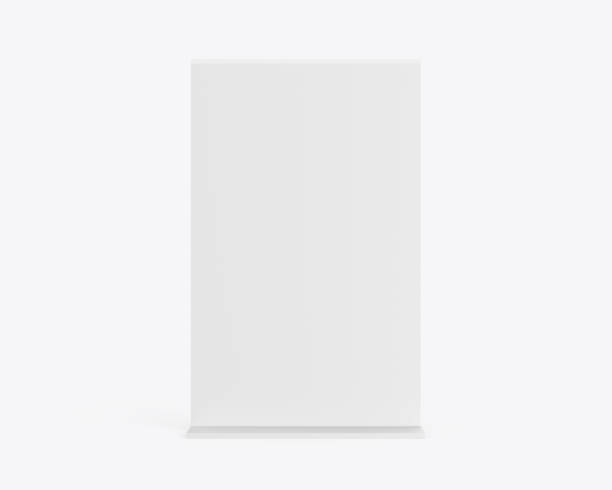 istock Plastic and acrylic table talker, promotional upright menu table tent sign holder, table menu card display stand picture frame for mock up and template design. 3d render illustration. 1385285615