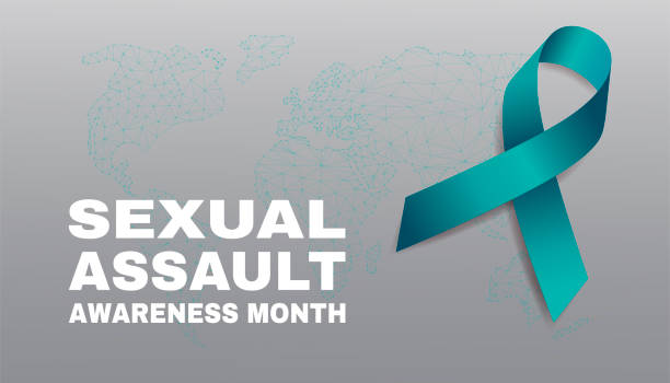 Sexual assault awareness month concept. Banner template with teal ribbon. Vector illustration. Sexual assault awareness month concept. Banner template with teal ribbon. Vector illustration. sexual assault stock illustrations