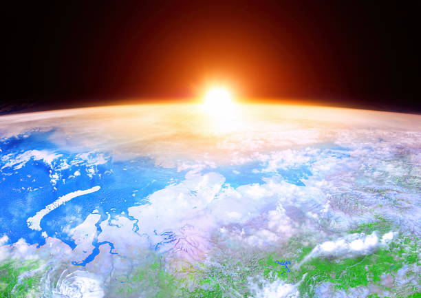 3d rendering Planet Earth with a spectacular sunset. 3d illustration elements of this image furnished by NASA https://nasa3d.arc.nasa.gov/detail/ear0xuu2