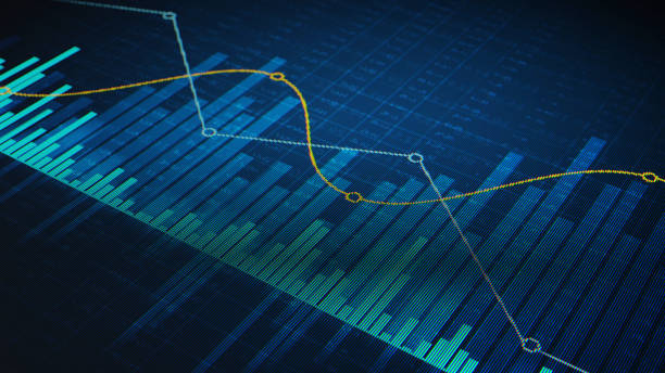 Abstract financial charts on a digital display stock photo