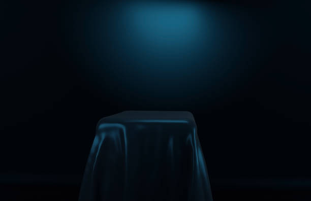 istock Luxurious Empty Podium With Cloth And Fabric Minimal Black Colors Background 3D Render 1385306641
