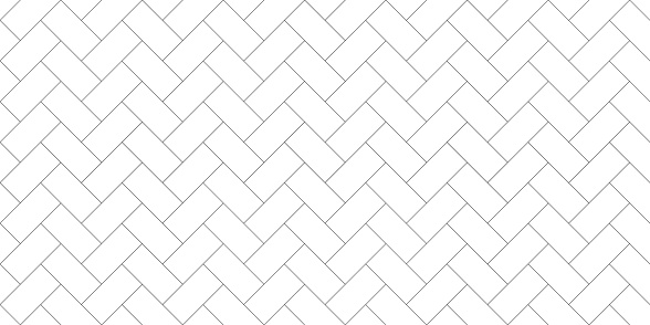 Herringbone floor seamless pattern. Outline editable repeating metro tiles. Vector monochrome background