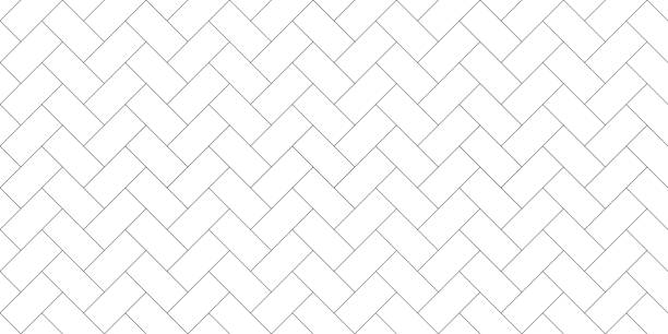 Herringbone floor seamless pattern. Outline editable repeating metro tiles. Vector monochrome background. Herringbone floor seamless pattern. Outline editable repeating metro tiles. Vector monochrome background herringbone stock illustrations