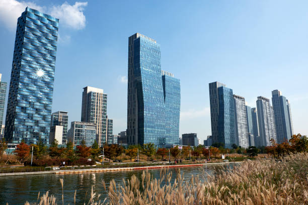 Songdo Central Park Songdo Central Park in Incheon, South Korea. songdo ibd stock pictures, royalty-free photos & images