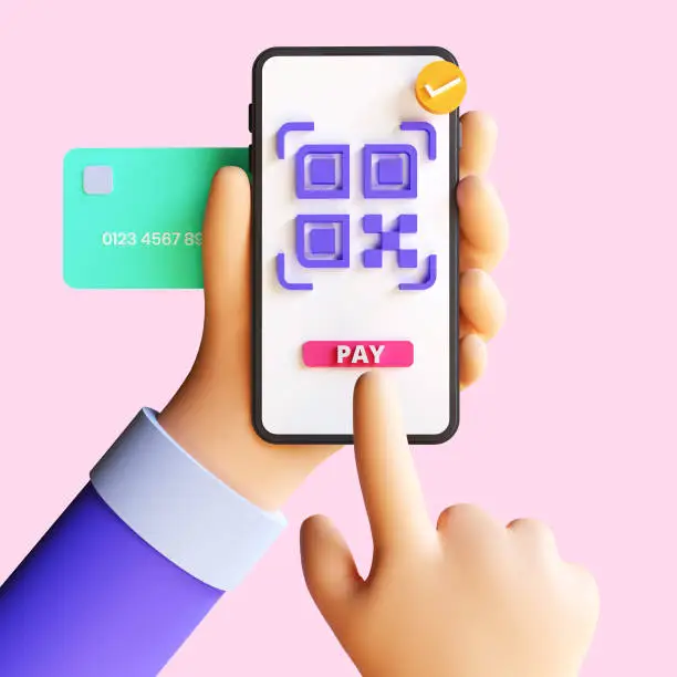 3d render of Online Payment concept, transaction receipt online payment icon, transfer money with atm on smartphone. Isolated on pink background