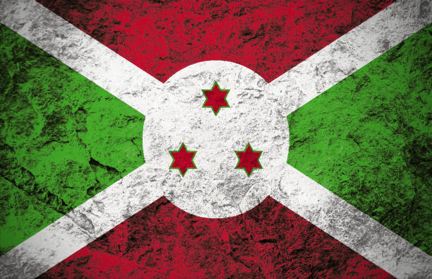 Republic of Burundi flag on stone background stock photo