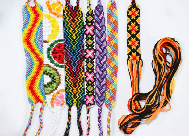 istock DIY woven friendship bracelets with different braiding. Summer accessory 1385318036