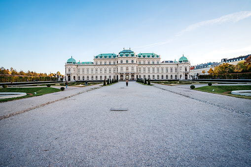 Vienna, Austria - October 2021: Upper Belvedere palace and gardens in Vienna