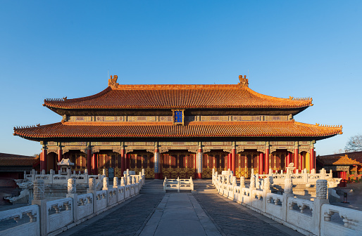 Huangji hall in the Forbidden City of Beijing, China