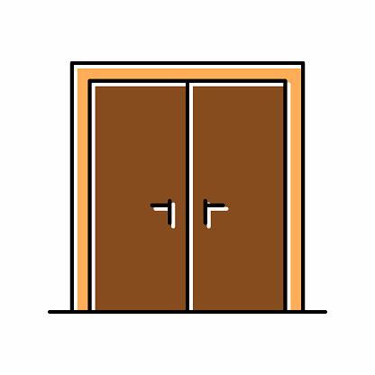 double wooden door color icon vector. double wooden door sign. isolated symbol illustration