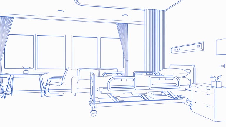 hospital interior blueprint in recovery or inpatient room