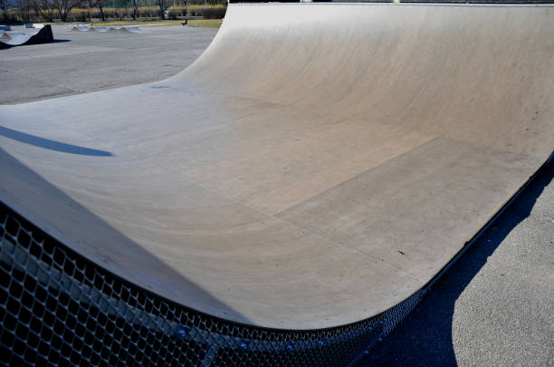istock metal construction ramp for skateboarding, serves as a platform for riding with an inline scooter or bmx bike free style. wooden bent boards made of waterproof plywood 1385371457