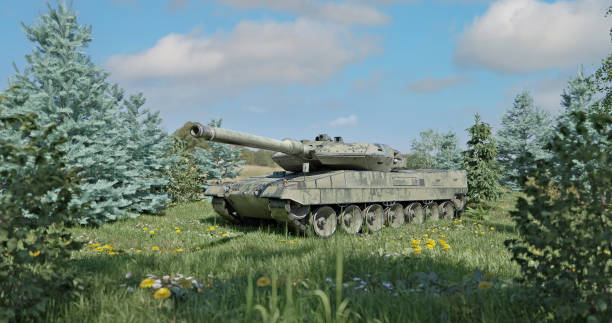 Tank in the forest Tank hidden in the forest german armed forces stock pictures, royalty-free photos & images