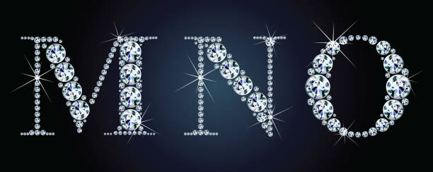 istock Diamond alphabet letters. Stunning beautiful MNO jewelry set in gems and silver. Vector eps10 illustration. 1385376450
