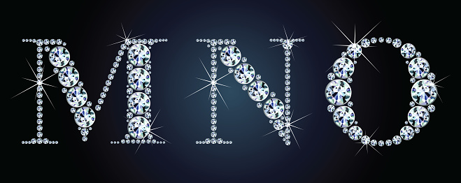 Diamond alphabet letters. Stunning beautiful MNO jewelry set in gems and silver. Vector eps10 illustration..