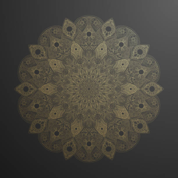 istock Gold mandala pattern. Abstract gold on black floral vector art. Golden flower in indian motive. Luxury lace decoration. Round ornament asian ethnic circle. Decorative arabic backdrop. Beautiful decor card in islamic motif. Tattoo for henna. Yoga mandala 1385376746