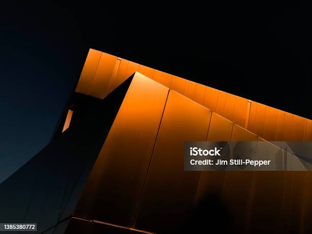 Lines And Angles Modern Architecture Stock Photo - Download Image Now - Building Exterior, Copper, Abstract