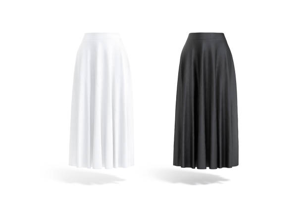 istock Blank black and white women maxi skirt mockup, front view 1385382814