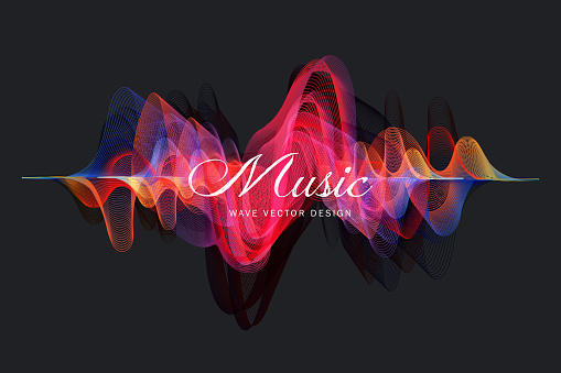 Abstract digital colorful equalizer, sound wave pattern element