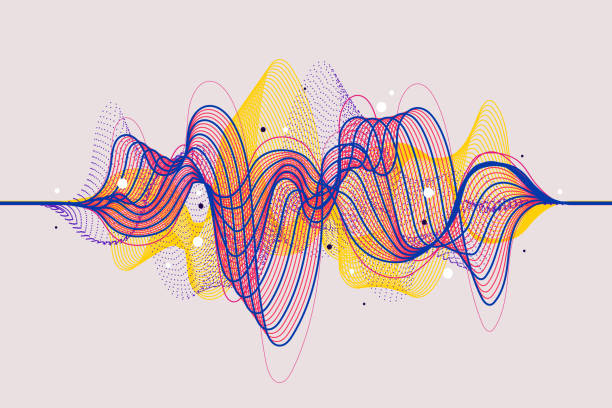 illustrazioni stock, clip art, cartoni animati e icone di tendenza di sagome colorate di onde sonore - sound wave sound mixer frequency wave pattern