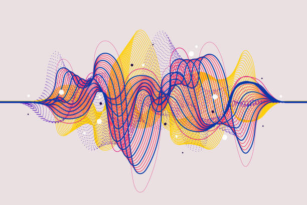 colorful silhouettes of sound waves - gürültü illüstrasyonlar stock illustrations