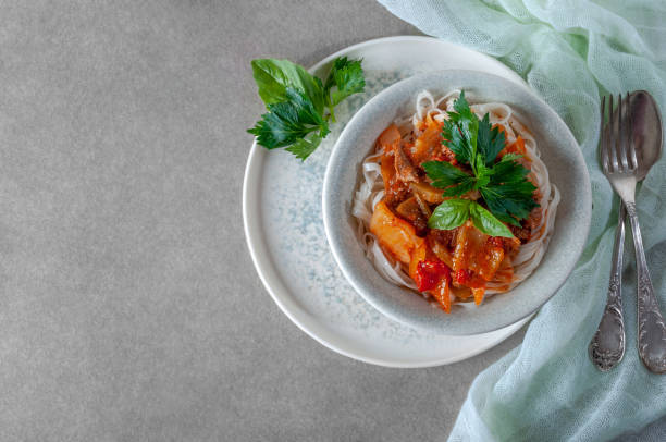 istock Uighur lagman with parsley and basil. 1385388742