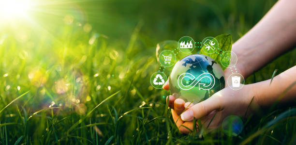 istock Circular economy concept. Eliminate waste and pollution. Sharing, reusing,repairing,renovating and recycling existing materials and products as much possible. 1385389107