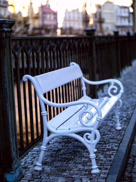 istock White beautiful bench in the city center 1385390501