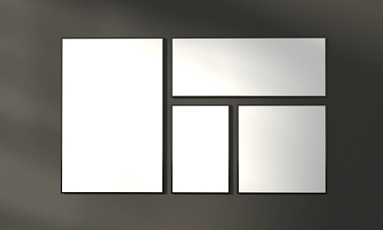 Empty Frames on the wall. Useful horizontal template for your designs.
