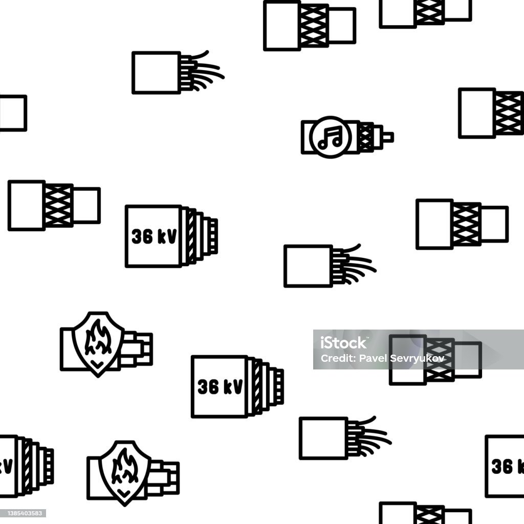 Wire Pattern Vector Cable Wire Electrical System Vector Seamless Pattern Stock Illustration ...