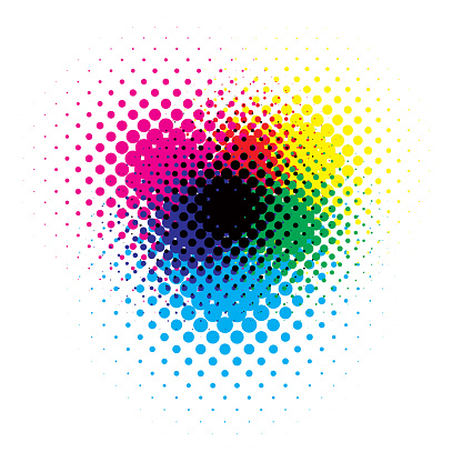 RGB and CMYK halftone vector illustration color design