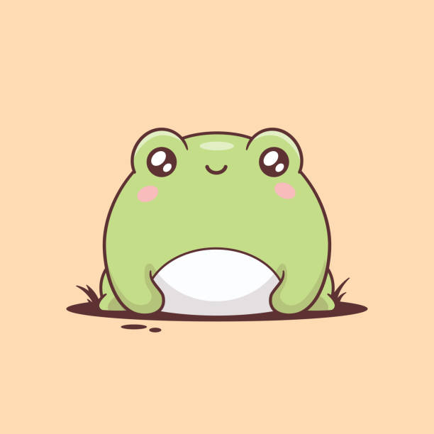 illustrations, cliparts, dessins animés et icônes de grenouille kawaii - kawaii