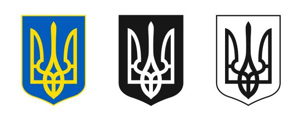 우크라이나의 상징. 삼지창. 키트. 우크라이나의 국가 상징. 벡터 일러스트레이션 - ukraine trident ukrainian culture coat of arms stock illustrations