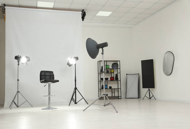 istock Interior of modern photo studio with professional equipment 1385412025