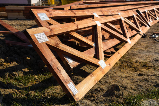 istock New under construction roof beams the construction site 1385412065