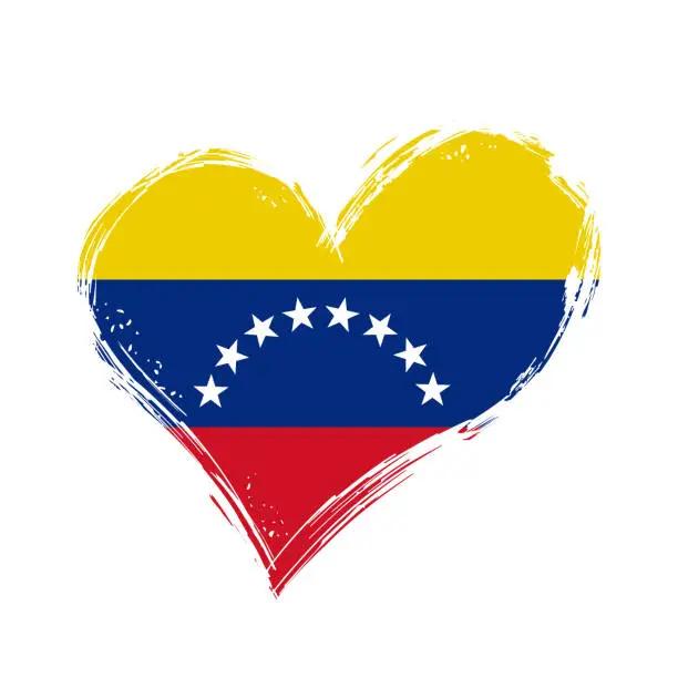 Vector illustration of Venezuelan flag heart-shaped grunge background. Vector illustration.