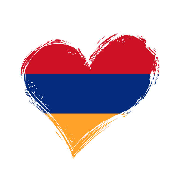 armenian flag heart-shaped grunge background. vector illustration. - ermeni bayrağı stock illustrations