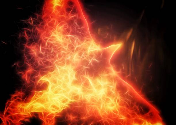 istock Illustration of a phoenix flapping in the dark 1385429728