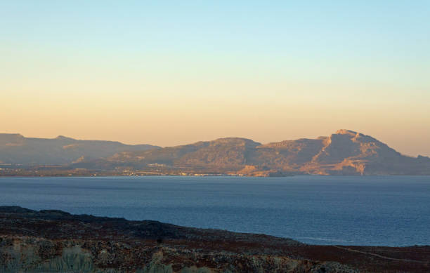 istock Sunset on Lindos coast, Rhodes 1385434080