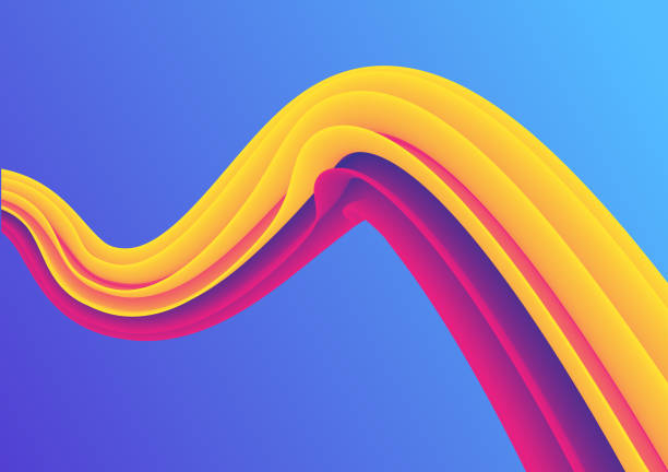 istock 3D Bright colorful iridescent geometric wavy line Abstract background texture. 1385434103