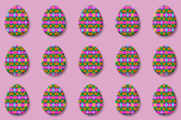 다채로운 부활절 달걀 고급 프랙탈 패턴 유리 크리스탈 부활절 달걀 디자인 장식 장식 - spiral bevel gear stock illustrations