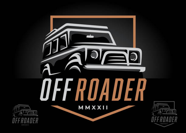 Off road 4x4 motor vehicle club icon Off road 4x4 motor vehicle club icon. All-terrain SUV offroader symbol. Auto garage 4wd showroom dealership badge. Vector illustration. off road vehicle stock illustrations