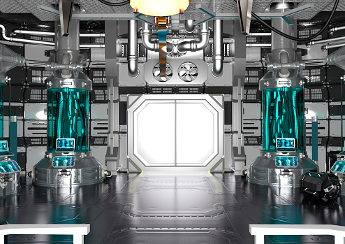 3D rendering of a science fiction laboratory interior