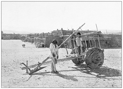 Antique travel photographs of Grand Canyon: Moqui cart and Plough